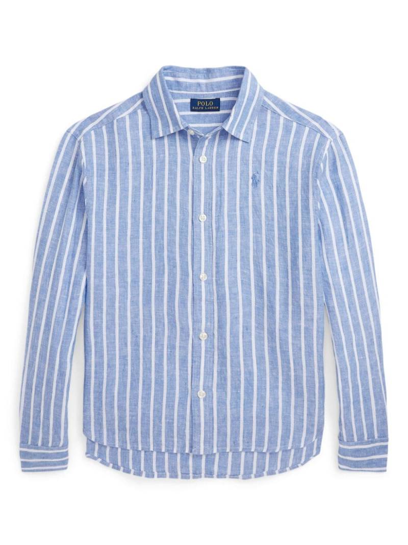 Ralph Lauren Kids logo-embroidered striped shirt - Blue von Ralph Lauren Kids