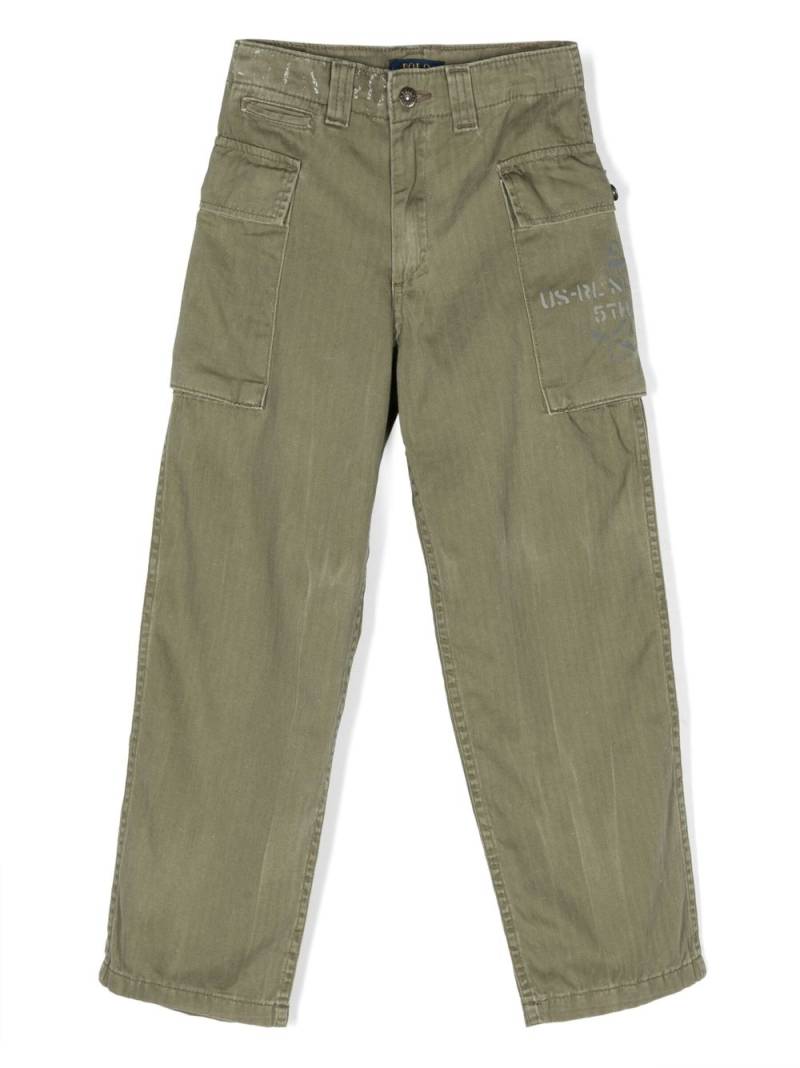 POLO RALPH LAUREN KIDS logo-print cotton cargo trousers - Green von POLO RALPH LAUREN KIDS