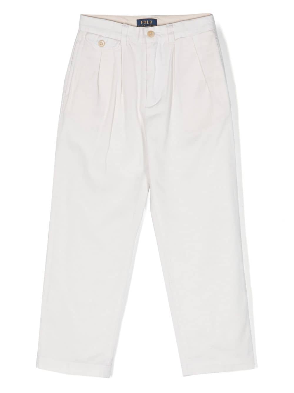 POLO RALPH LAUREN KIDS mid-rise logo-patch straight-leg trousers - White von POLO RALPH LAUREN KIDS