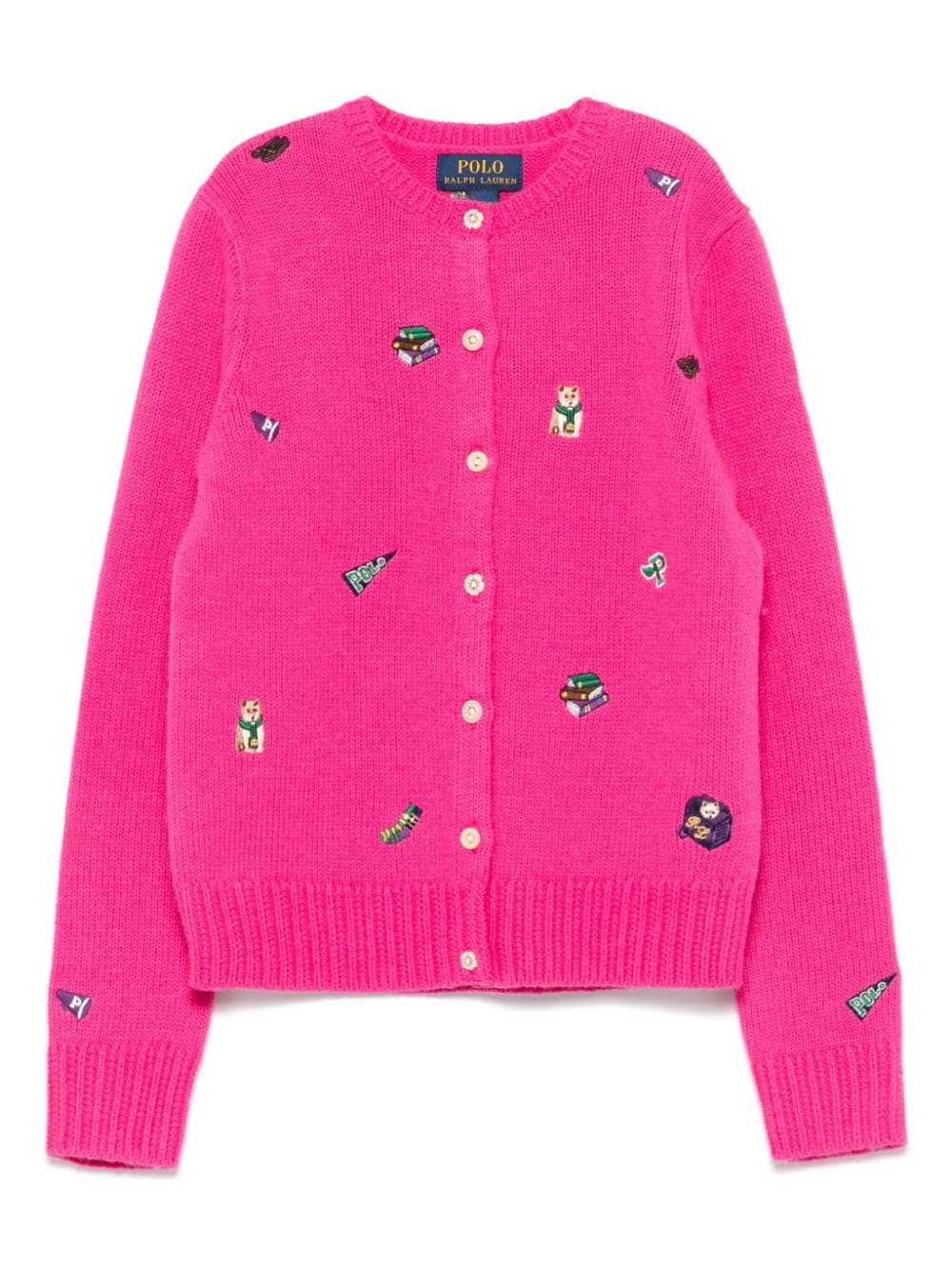 POLO RALPH LAUREN KIDS motif-embroidered cardigan - Pink von POLO RALPH LAUREN KIDS