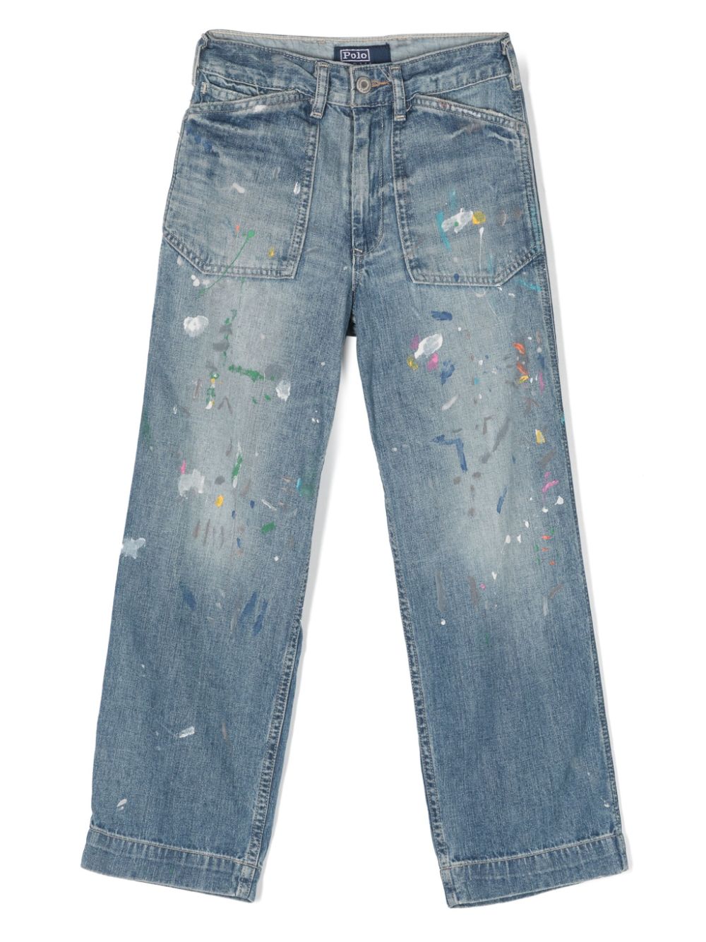 Ralph Lauren Kids paint-splatter cotton jeans - Blue von Ralph Lauren Kids