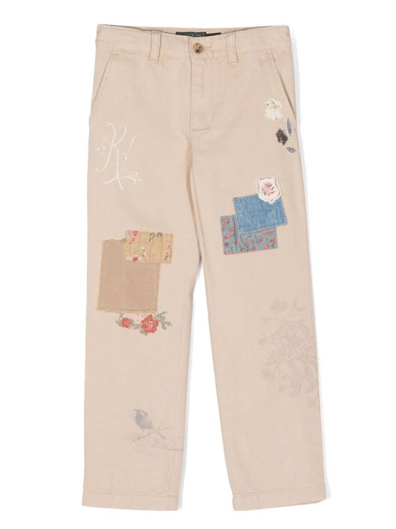 Ralph Lauren Kids patchwork-detailing cotton jeans - Neutrals von Ralph Lauren Kids