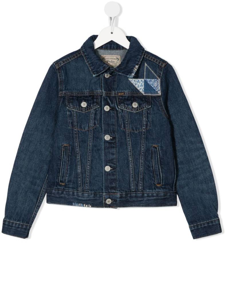 POLO RALPH LAUREN KIDS patchwork-embellished denim jacket - Blue von POLO RALPH LAUREN KIDS