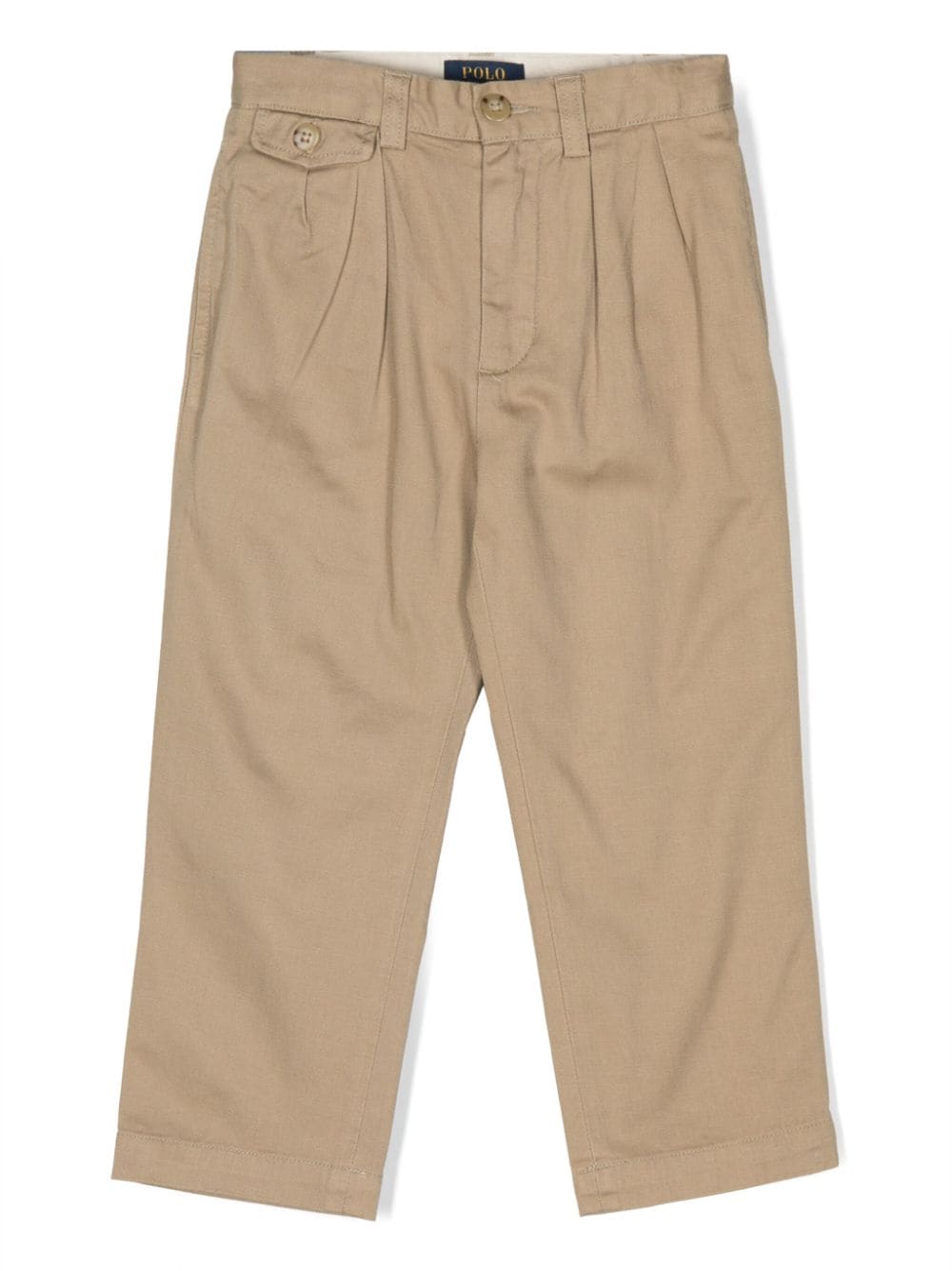 POLO RALPH LAUREN KIDS pleat-detail cotton trousers - Brown von POLO RALPH LAUREN KIDS