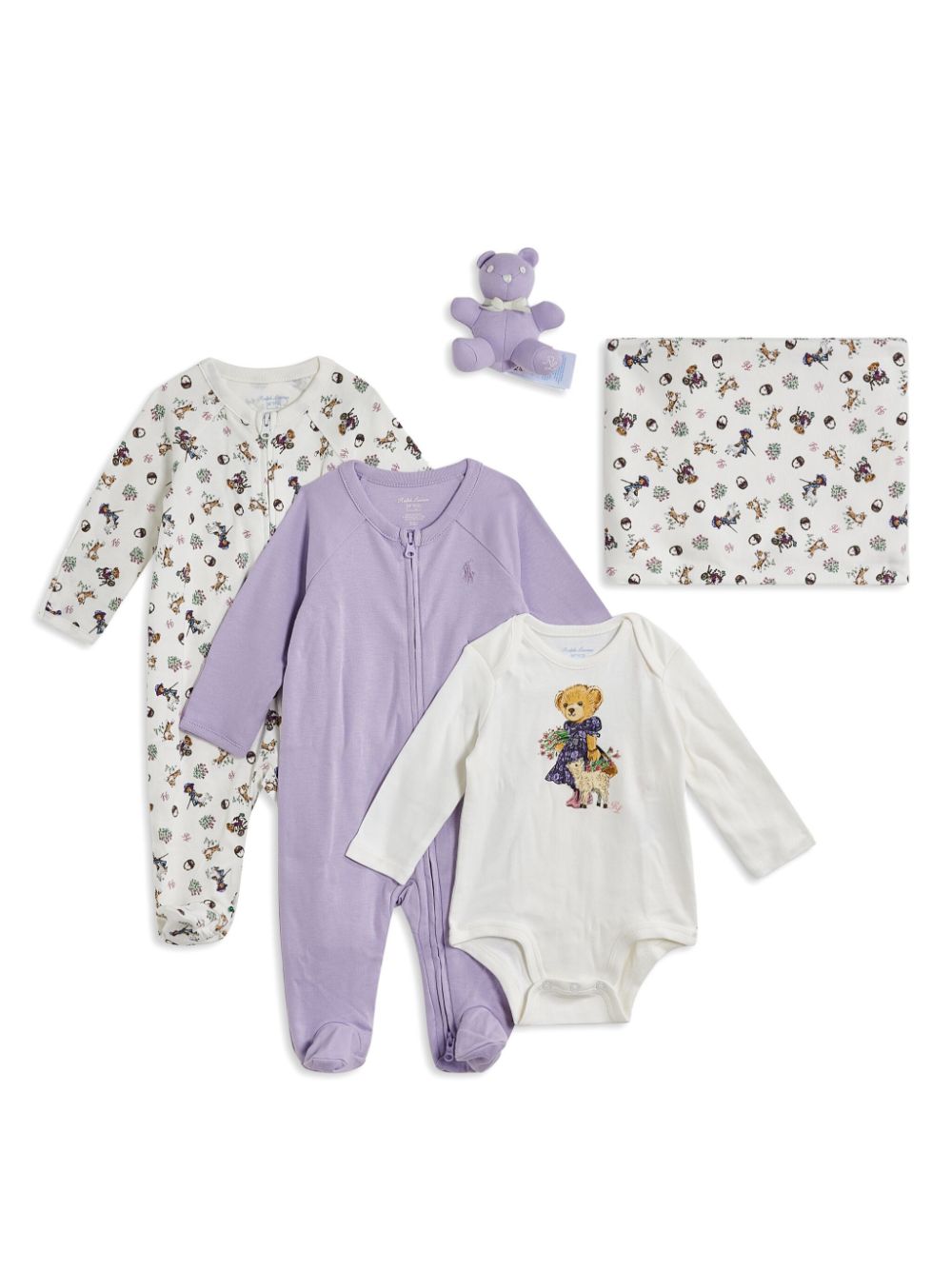 POLO RALPH LAUREN KIDS round-neck cotton babygrow set - Purple von POLO RALPH LAUREN KIDS