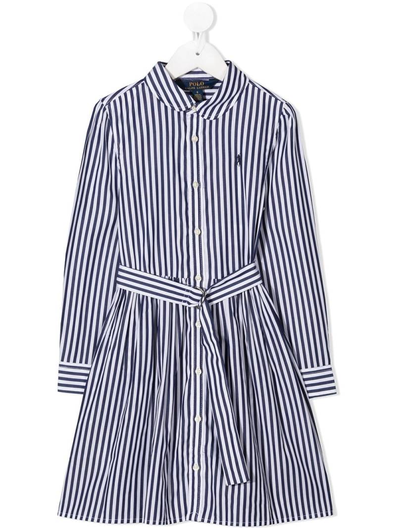 Ralph Lauren Kids striped belted shirt dress - White von Ralph Lauren Kids