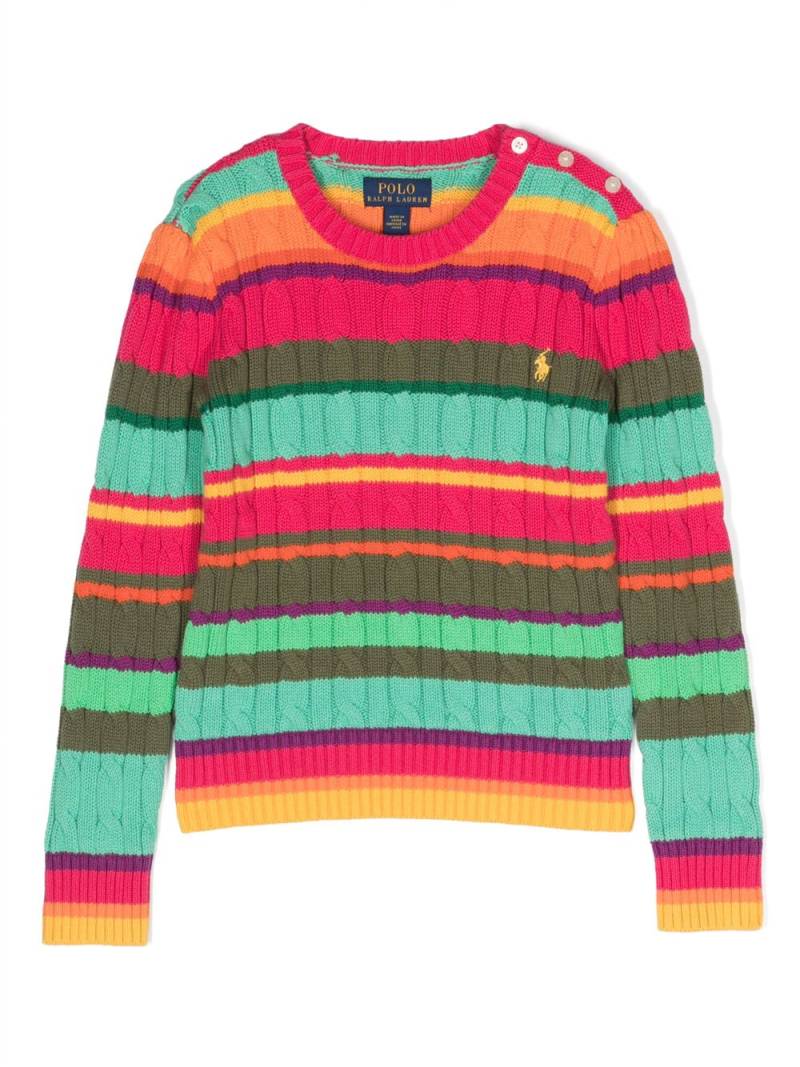 POLO RALPH LAUREN KIDS striped cable-knit jumper - Green von POLO RALPH LAUREN KIDS