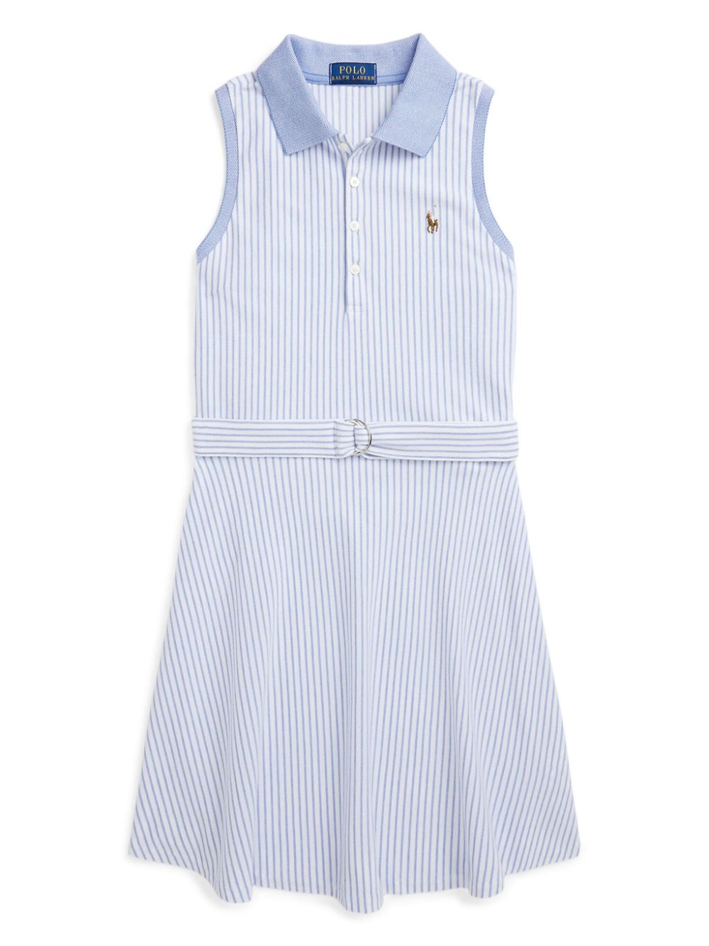 Ralph Lauren Kids striped logo-embroidered midi dress - Blue von Ralph Lauren Kids