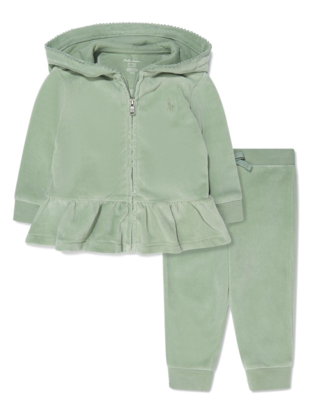 POLO RALPH LAUREN KIDS velvet peplum tracksuit - Green von POLO RALPH LAUREN KIDS