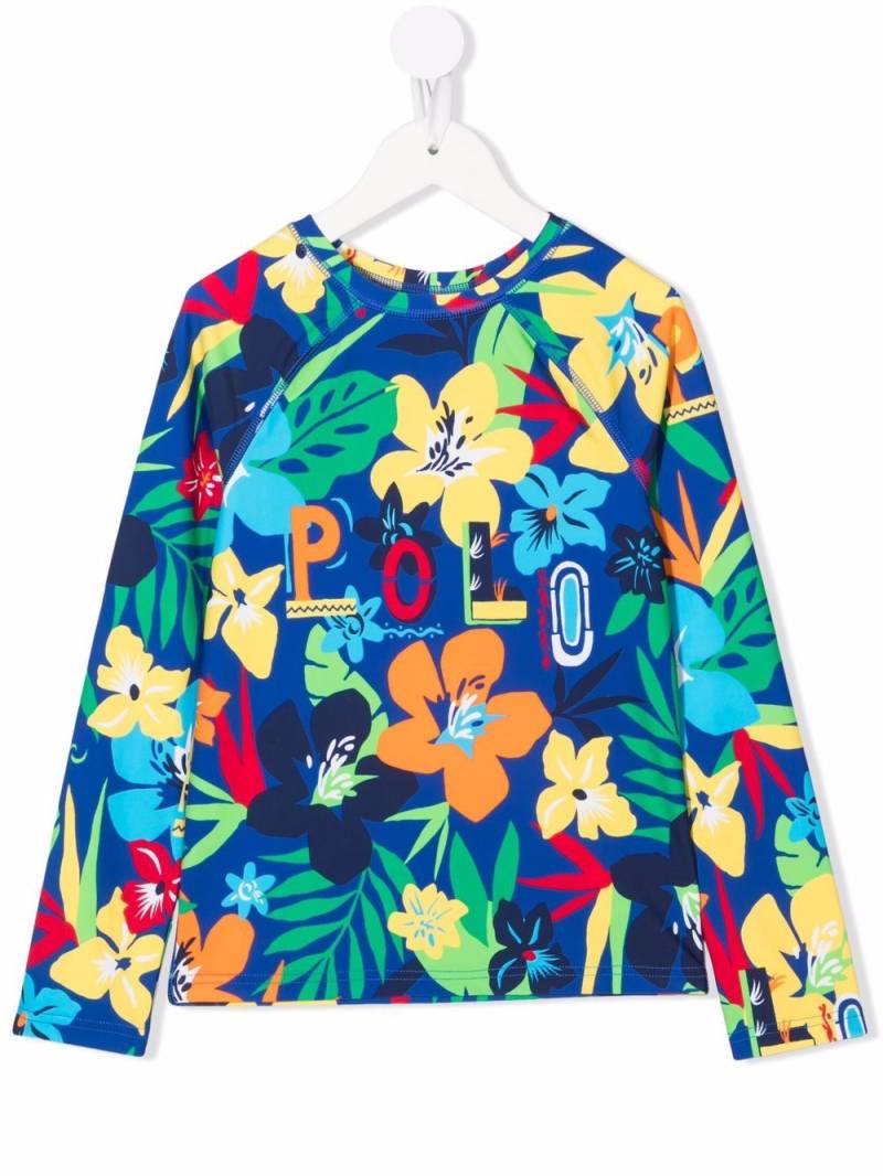 Ralph Lauren Kids vibrant floral logo T-shirt - Blue von Ralph Lauren Kids