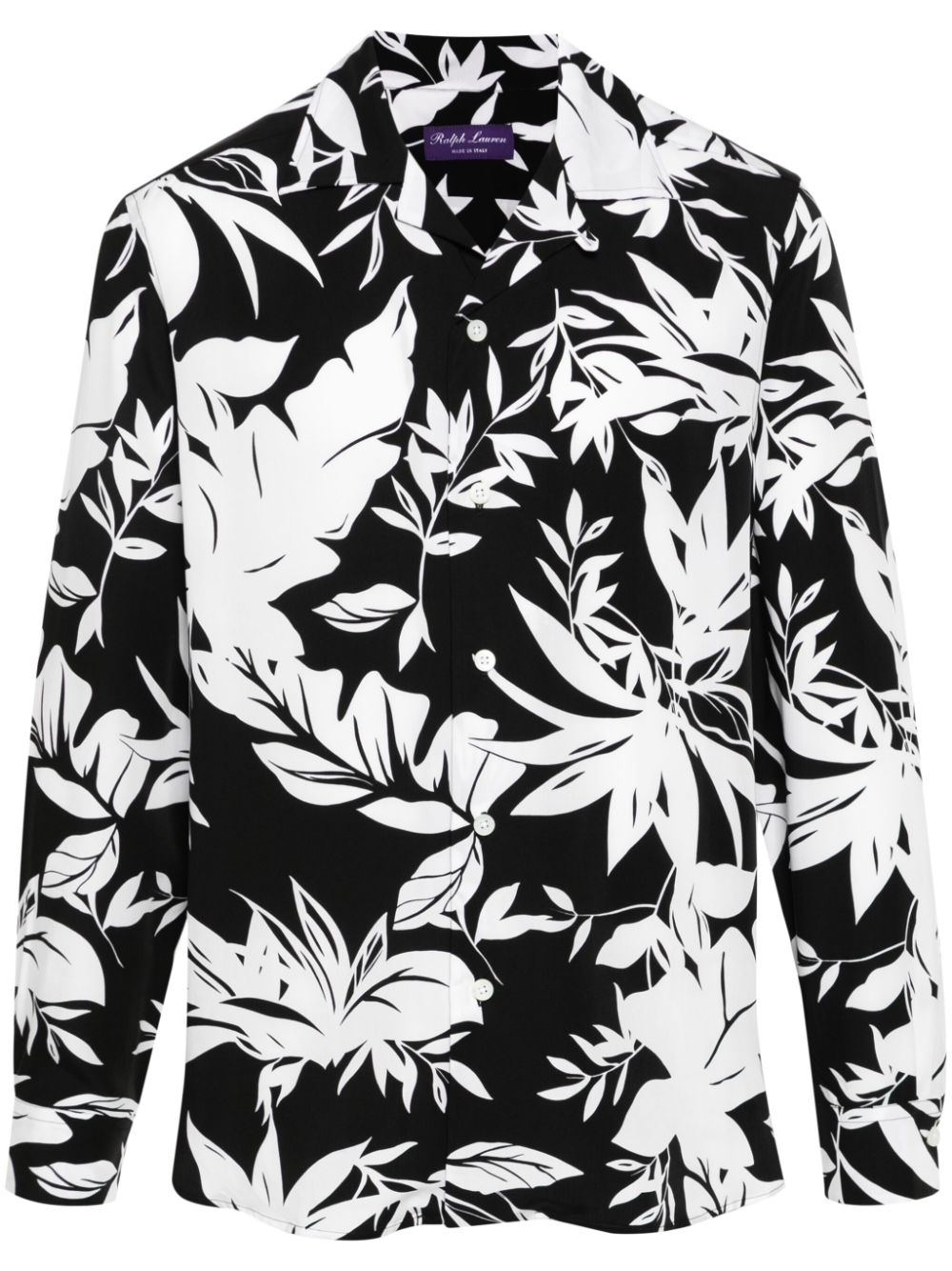 Ralph Lauren Purple Label leaf-print camp shirt - Black von Ralph Lauren Purple Label