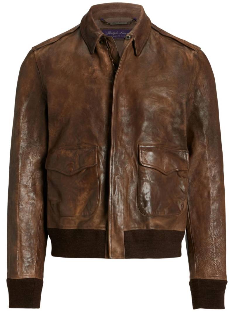 Ralph Lauren Purple Label leather bomber jacket - Brown von Ralph Lauren Purple Label