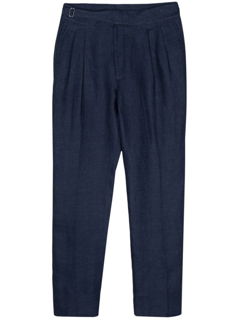 Ralph Lauren Purple Label pleated linen tapered trousers - Blue von Ralph Lauren Purple Label