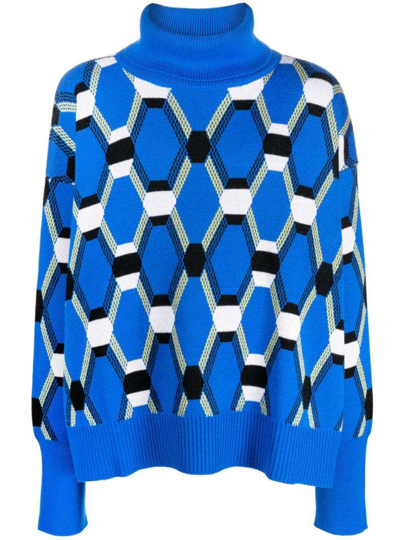 Random Identities abstract-print wool jumper - Blue von Random Identities