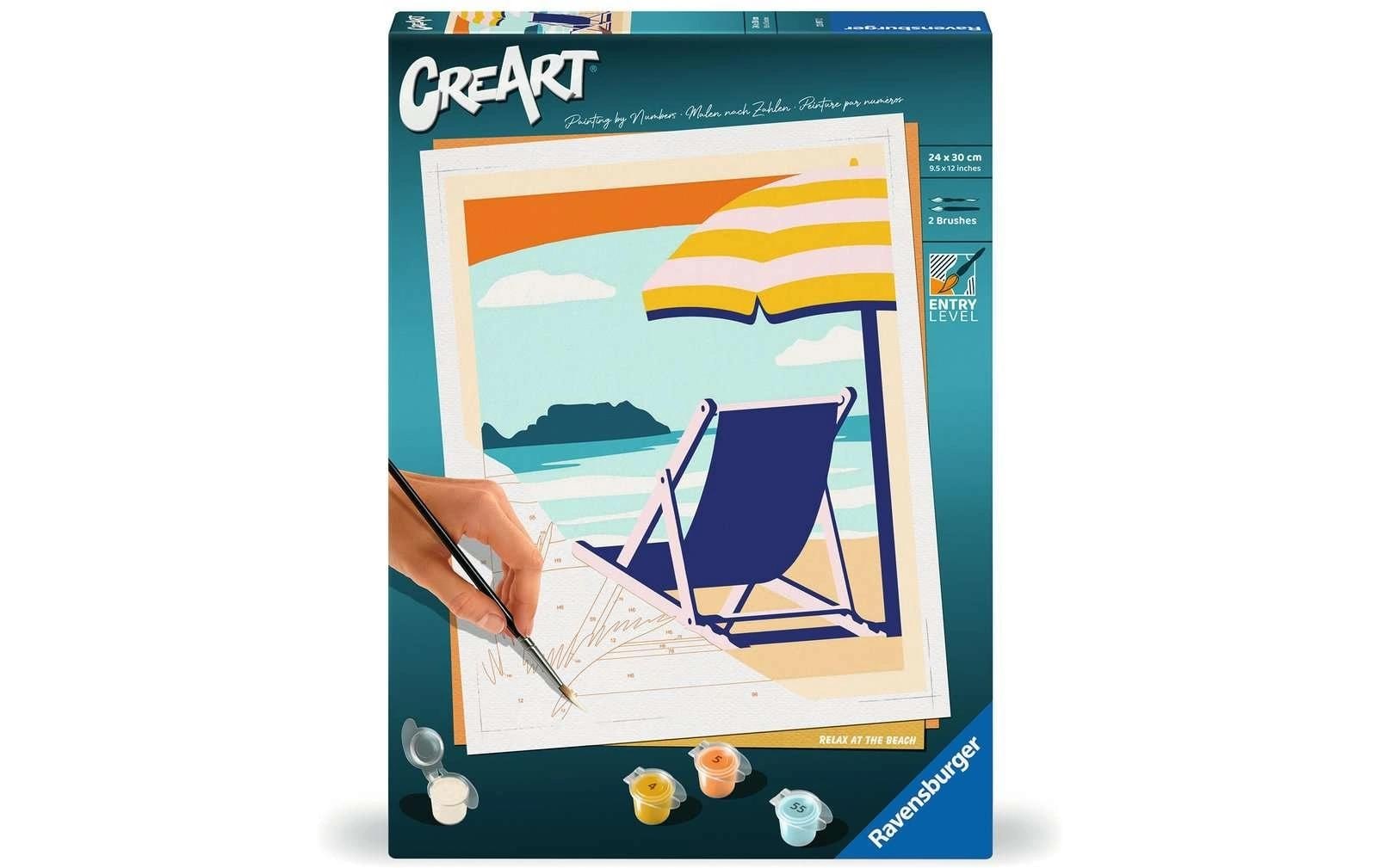 Ravensburger Malen nach Zahlen »CreArt – Relax at the Beach«, Mit ausführlicher Malanleitung und Vorlageblatt von Ravensburger