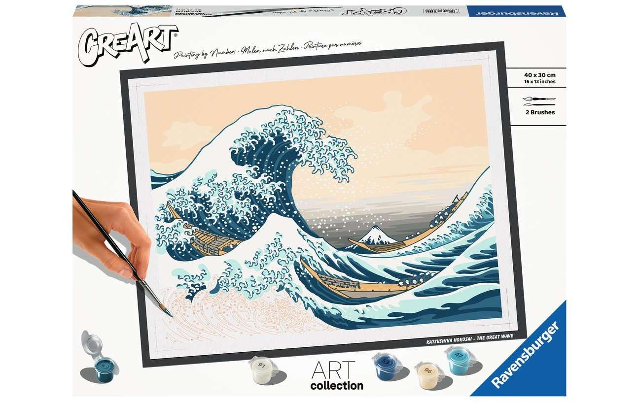 Ravensburger Malen nach Zahlen »CreArt: The Great Wave (Hokusai)«, Mit ausführlicher Malanleitung und Vorlageblatt von Ravensburger