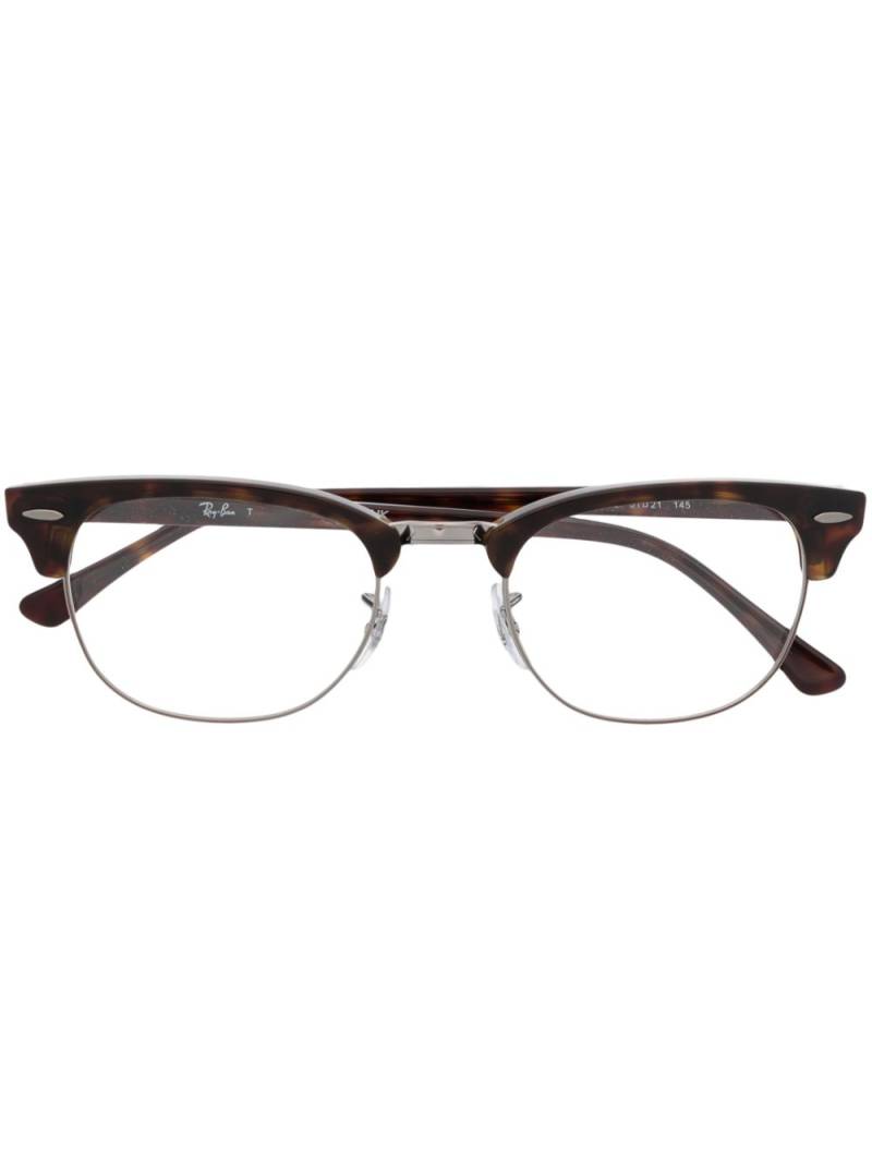 Ray-Ban Clubmaster round-frame glasses - Brown von Ray-Ban