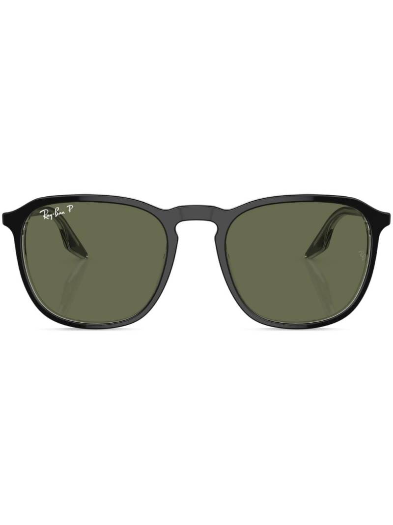 Ray-Ban logo-lettering round-frame sunglasses - Black von Ray-Ban