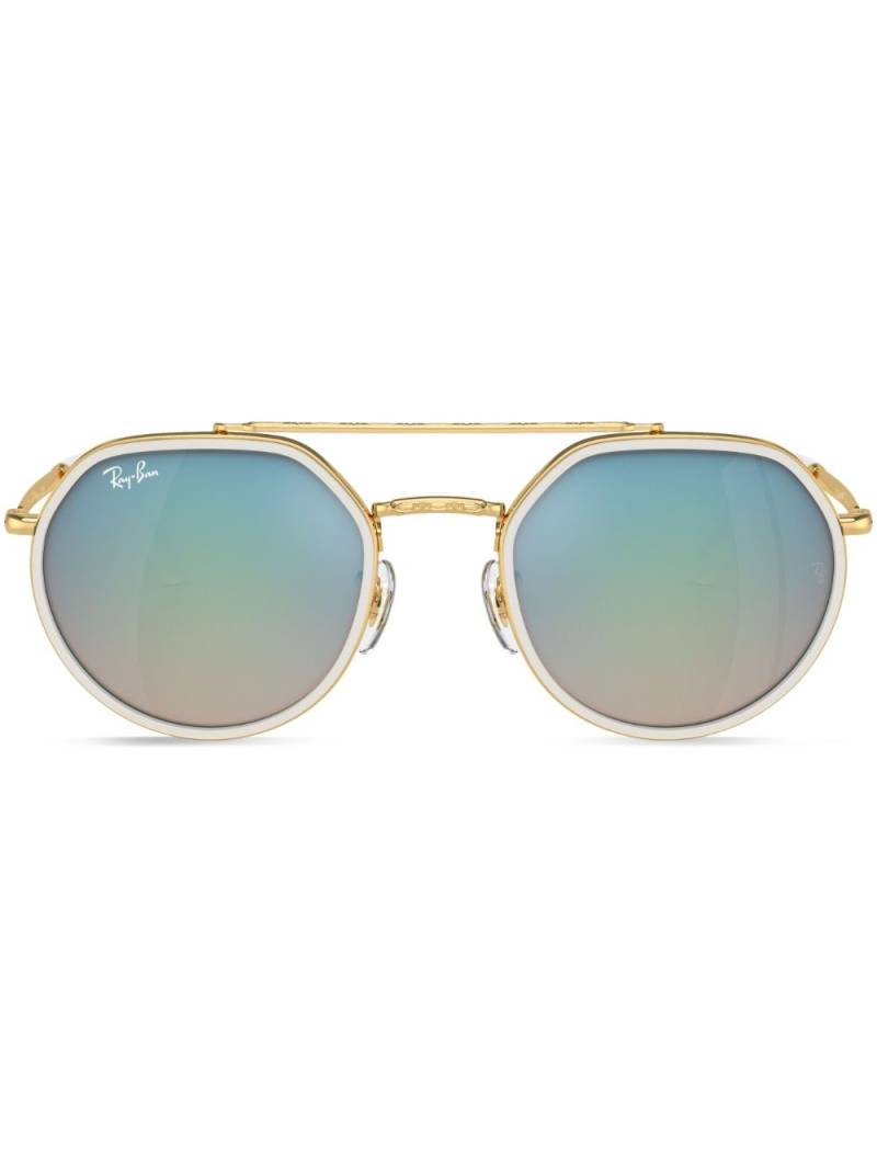 Ray-Ban logo-print round-frame sunglasses - Gold von Ray-Ban