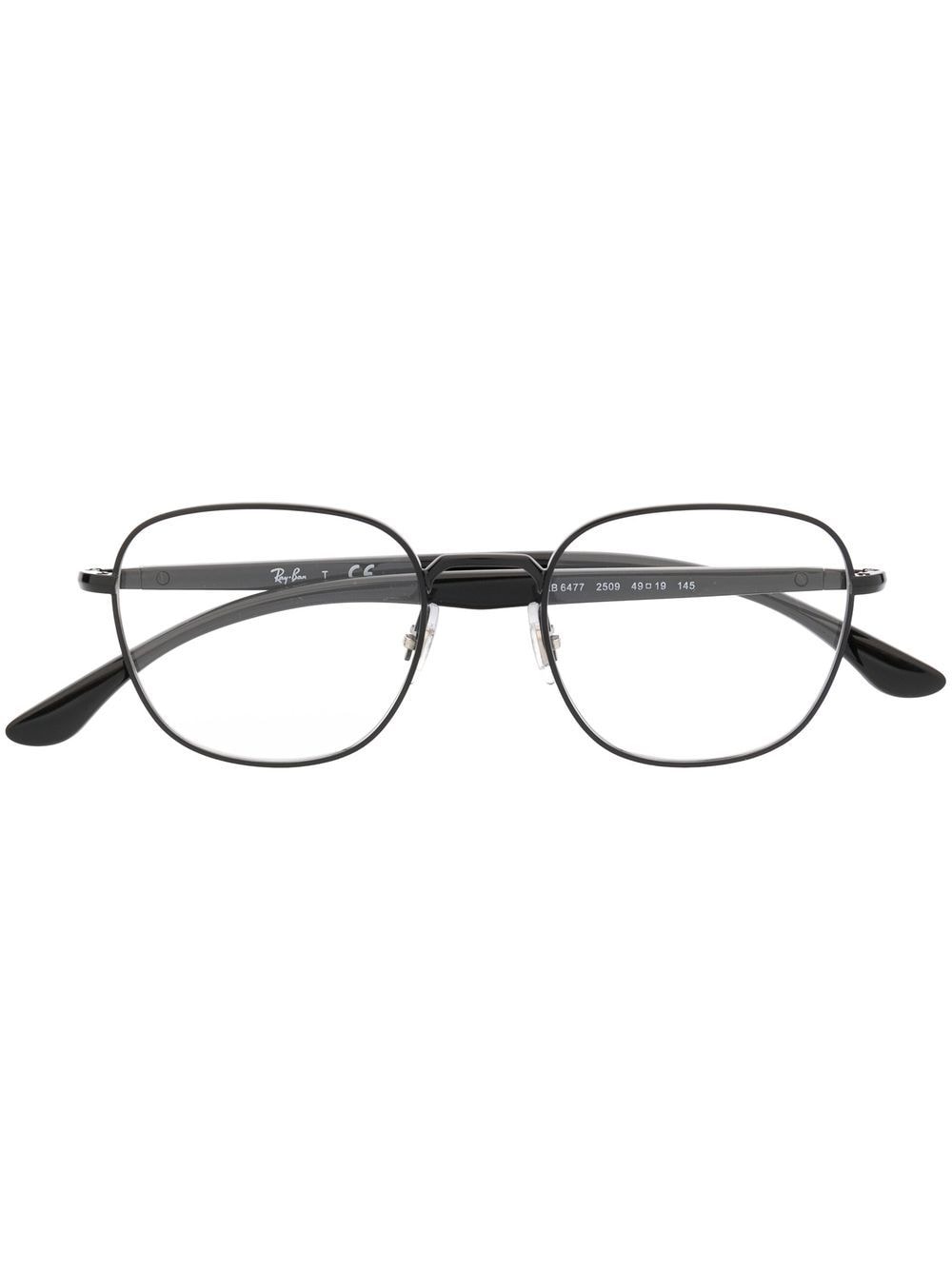 Ray-Ban polished-effect round-frame glasses - Black von Ray-Ban