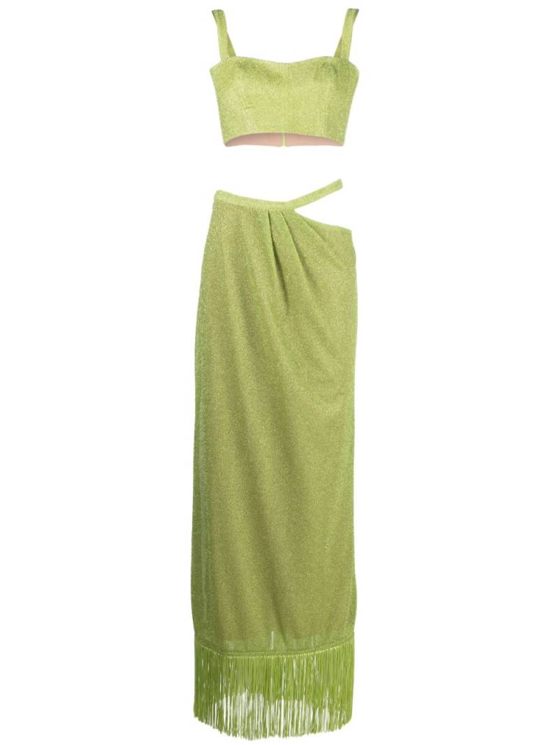 Rayane Bacha cut-out metallic maxi dress (set of two) - Green von Rayane Bacha