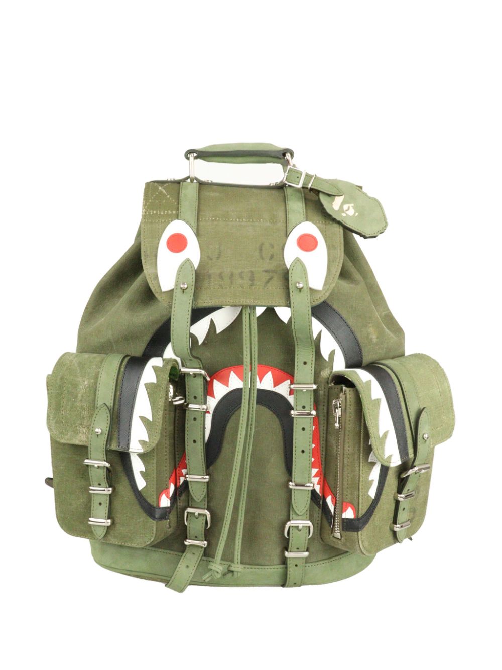 Readymade x A BATHING APE® buckled canvas backpack - Green von Readymade