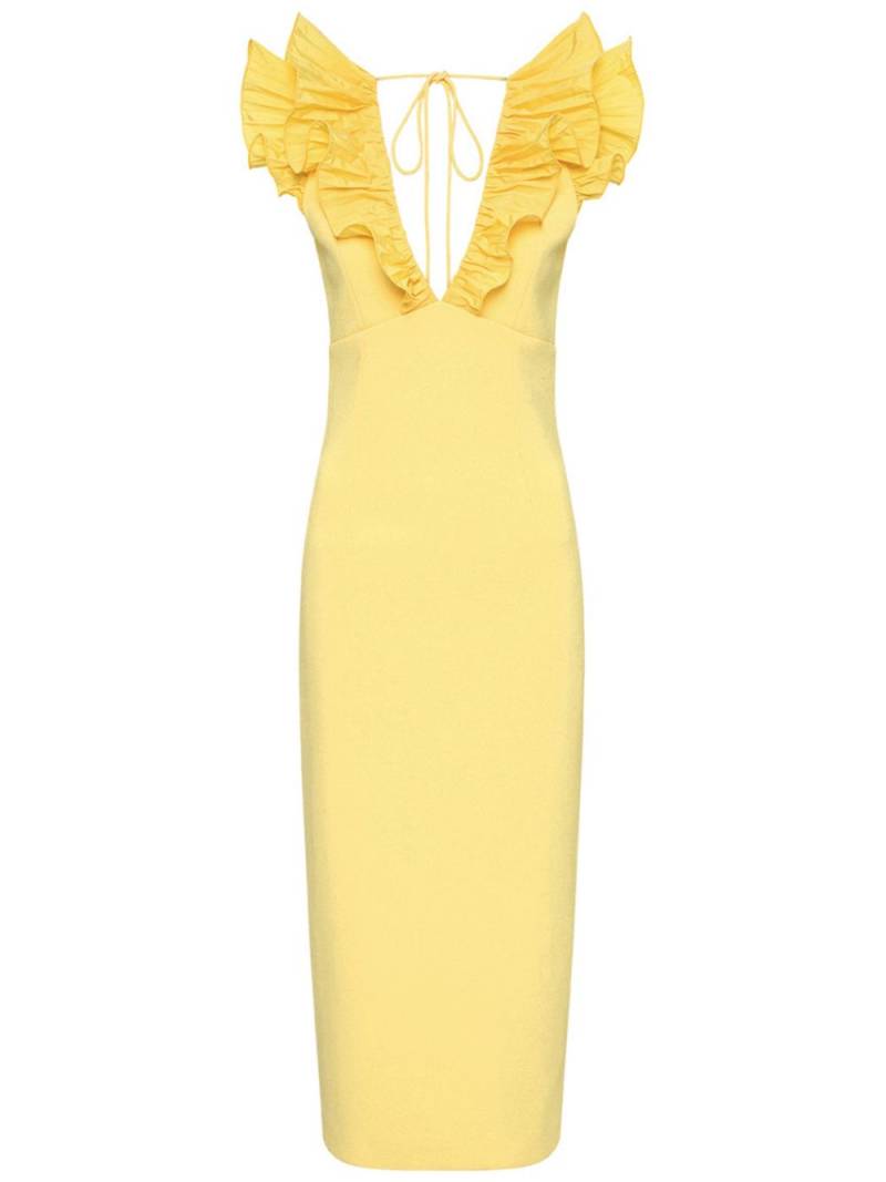 Rebecca Vallance Chloe ruffle-shoulder midi dress - Yellow von Rebecca Vallance