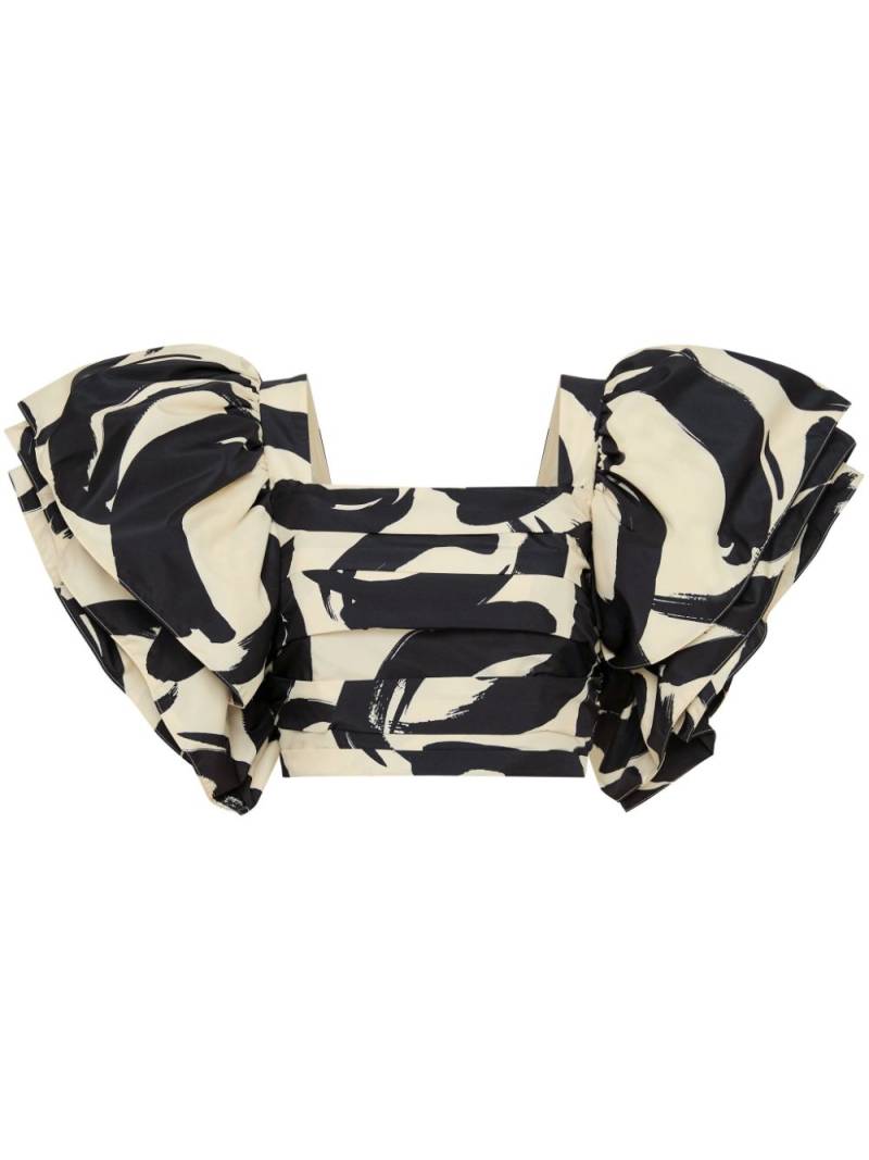 Rebecca Vallance Pompidou abstract-print crop blouse - Black von Rebecca Vallance