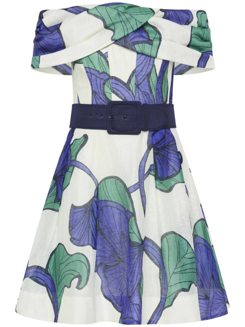 Rebecca Vallance floral-print belted minidress - Neutrals von Rebecca Vallance