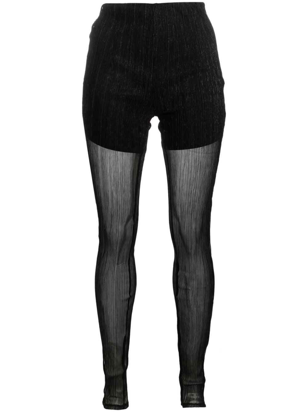 Recto layered semi-sheer pleated leggings - Black von Recto