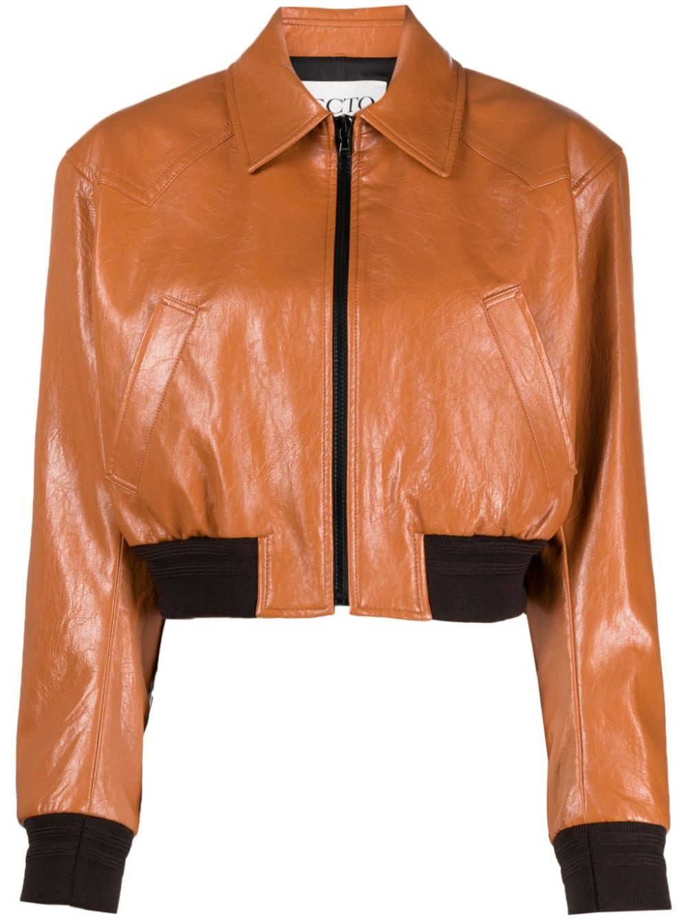 Recto spread-collar cropped jacket - Brown von Recto