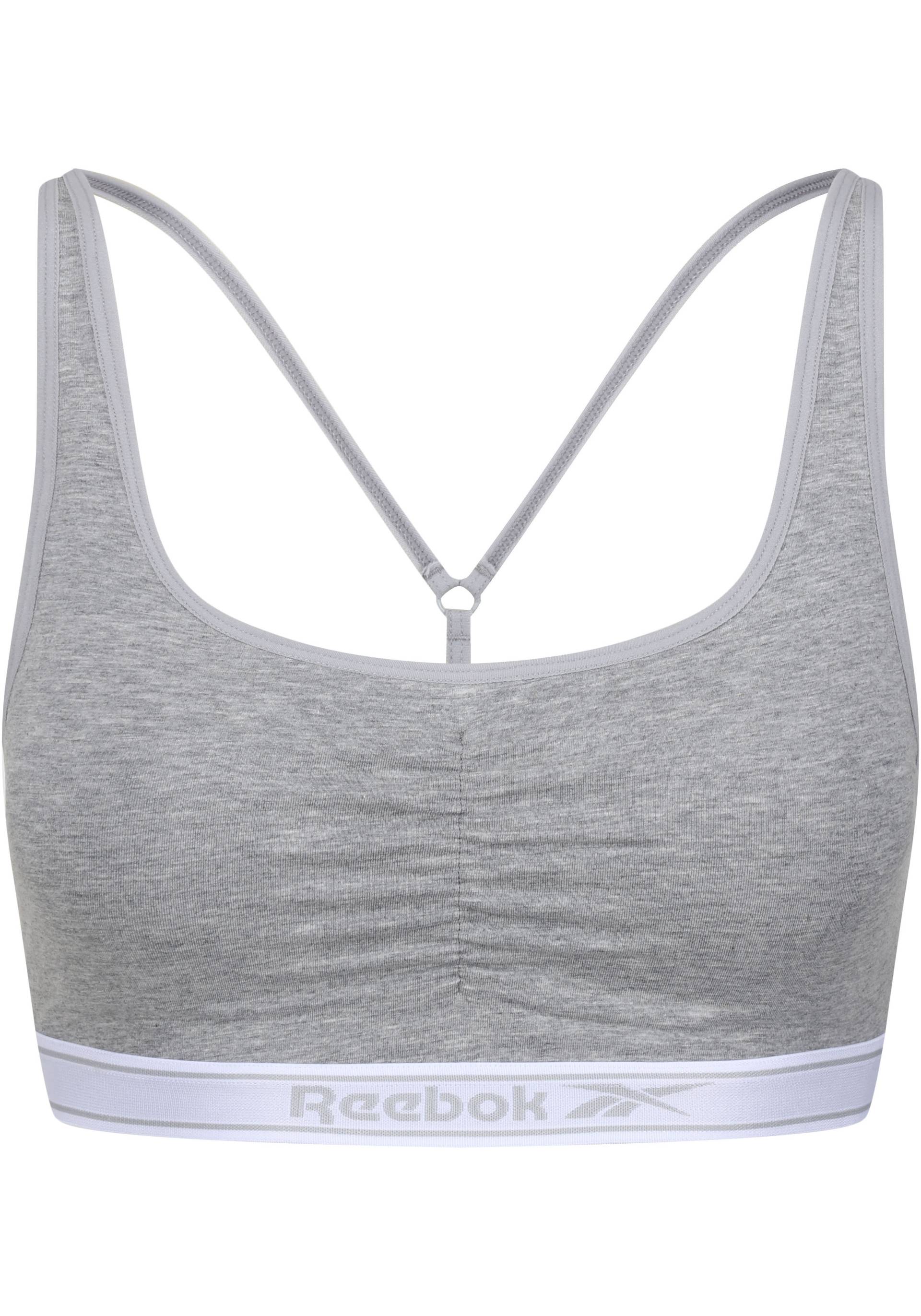 Reebok Bustier »"Jackie"«, Logoschriftzug auf dem Unterbrustband, Raffung vorn von Reebok