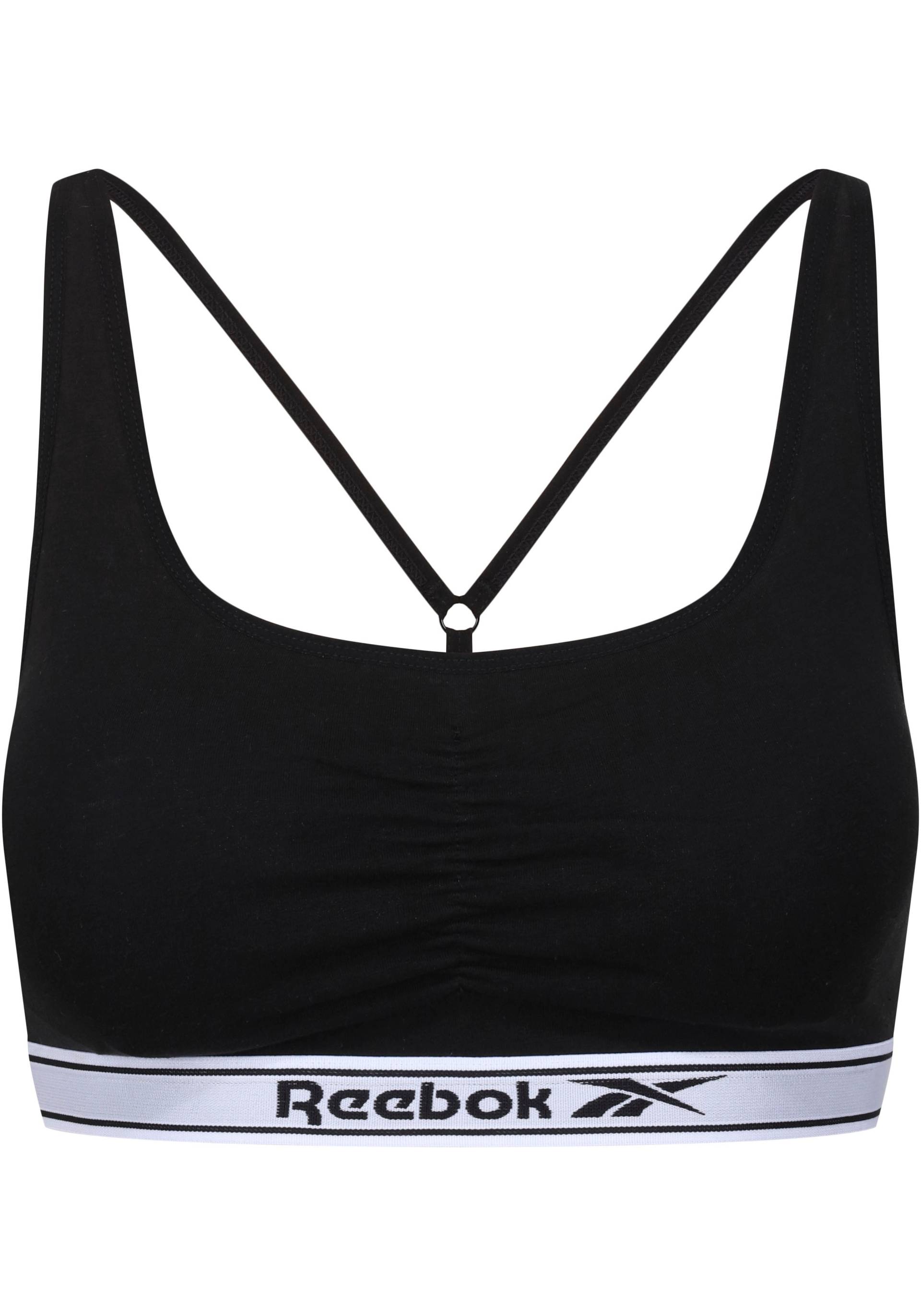 Reebok Bustier »"Jackie"«, Logoschriftzug auf dem Unterbrustband, Raffung vorn von Reebok