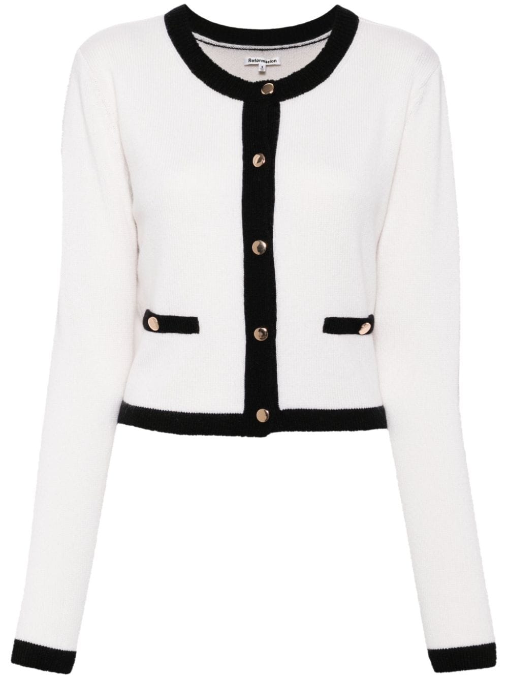 Reformation Becka contrasting-trim cropped cardigan - White von Reformation