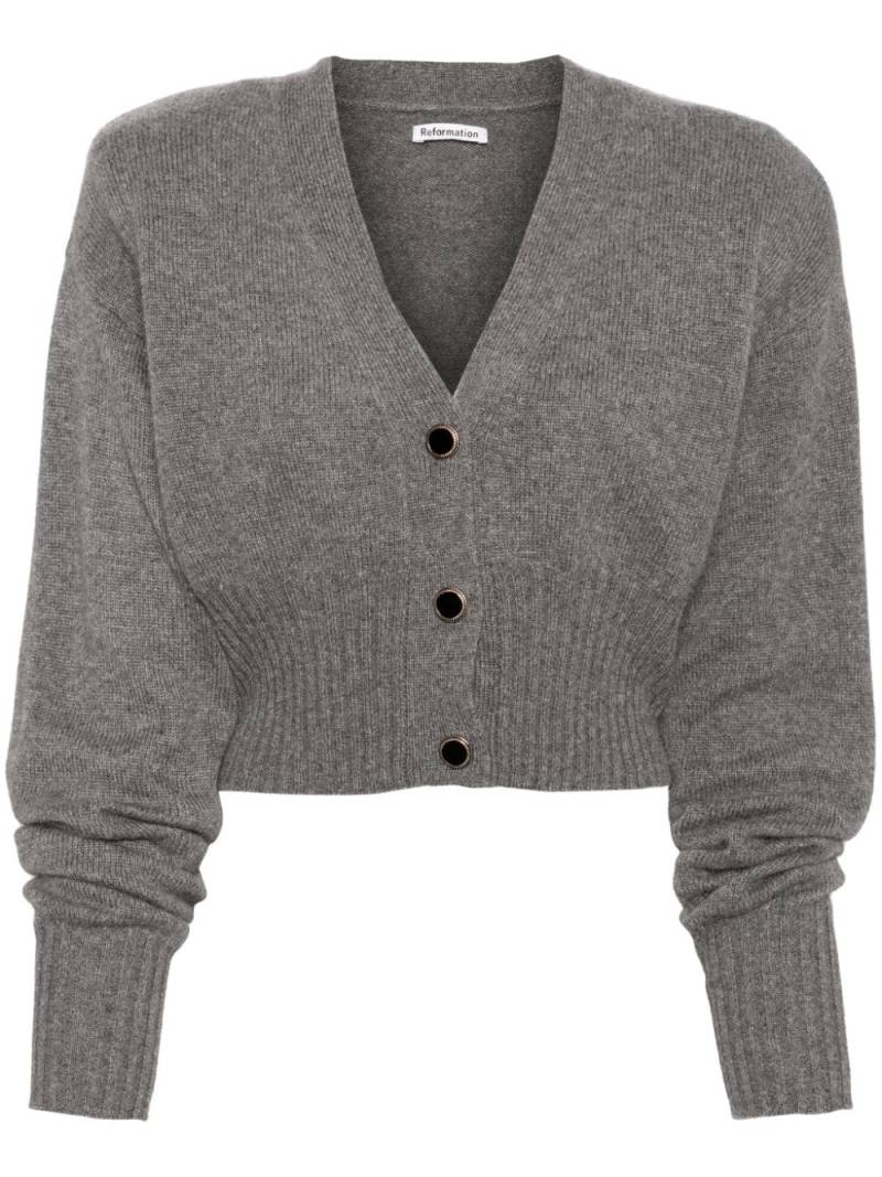 Reformation Hana ribbed-edge cropped cardigan - Grey von Reformation