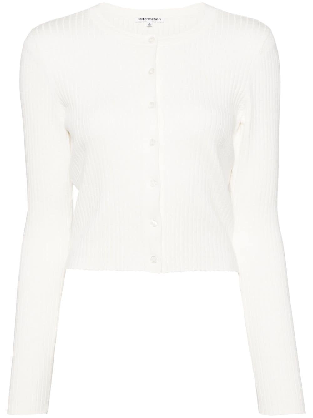 Reformation Joanne organic cotton blend cardigan - White von Reformation