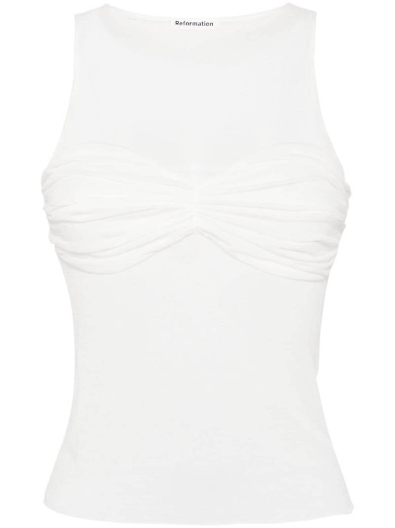 Reformation Rose ruched mesh top - White von Reformation