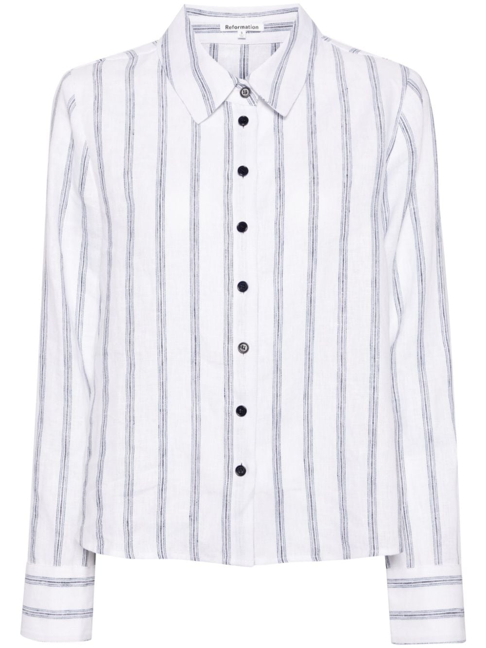 Reformation Sky stripe-print linen shirt - White von Reformation