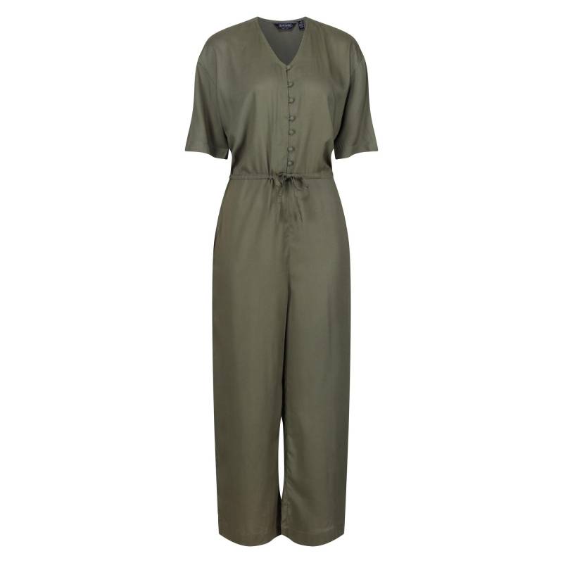 Streap Jumpsuit Vorn Geknöpft Kurzärmlig Damen Grau 34 von Regatta