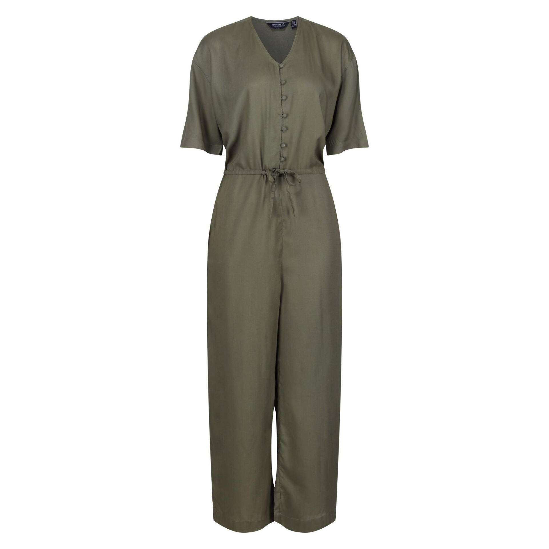 Streap Jumpsuit Vorn Geknöpft Kurzärmlig Damen Grau 36 von Regatta