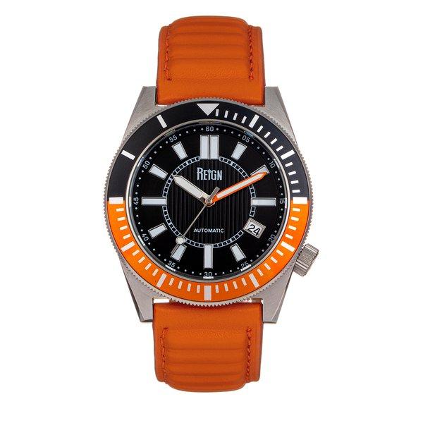 Francis Uhr Mit Lederband Und Datum Herren Orange ONE SIZE von Reign