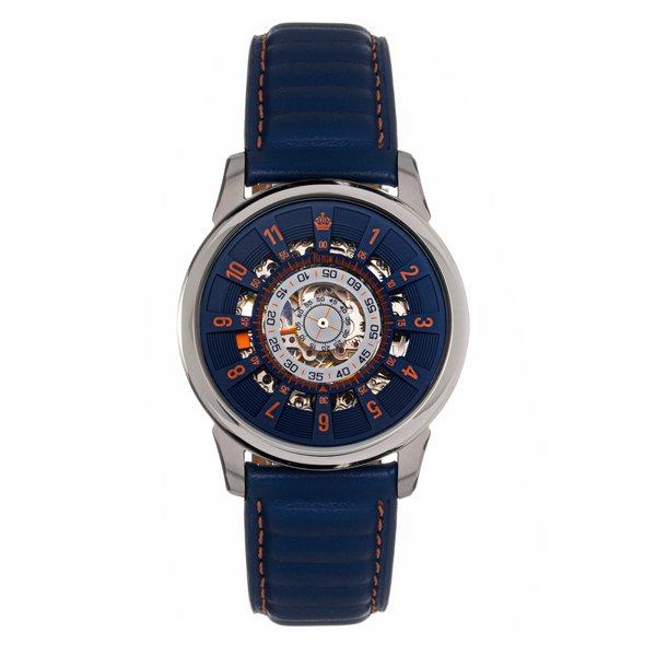 Monterey Skelettierte Lederarmbanduhr Herren Blau ONE SIZE von Reign