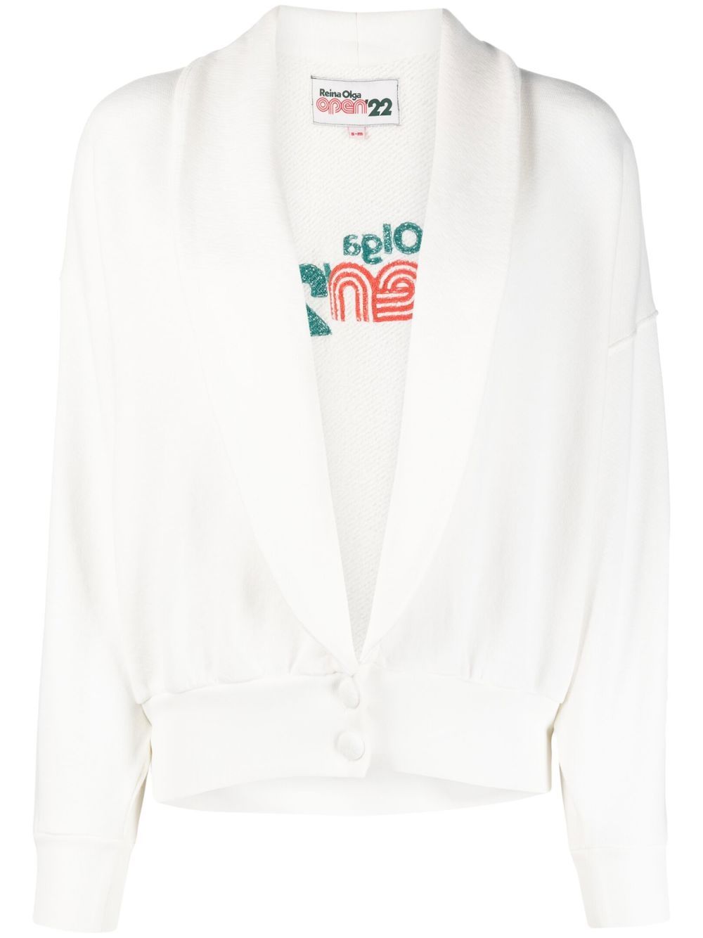 Reina Olga Farrah logo-embroidered cardigan - White von Reina Olga