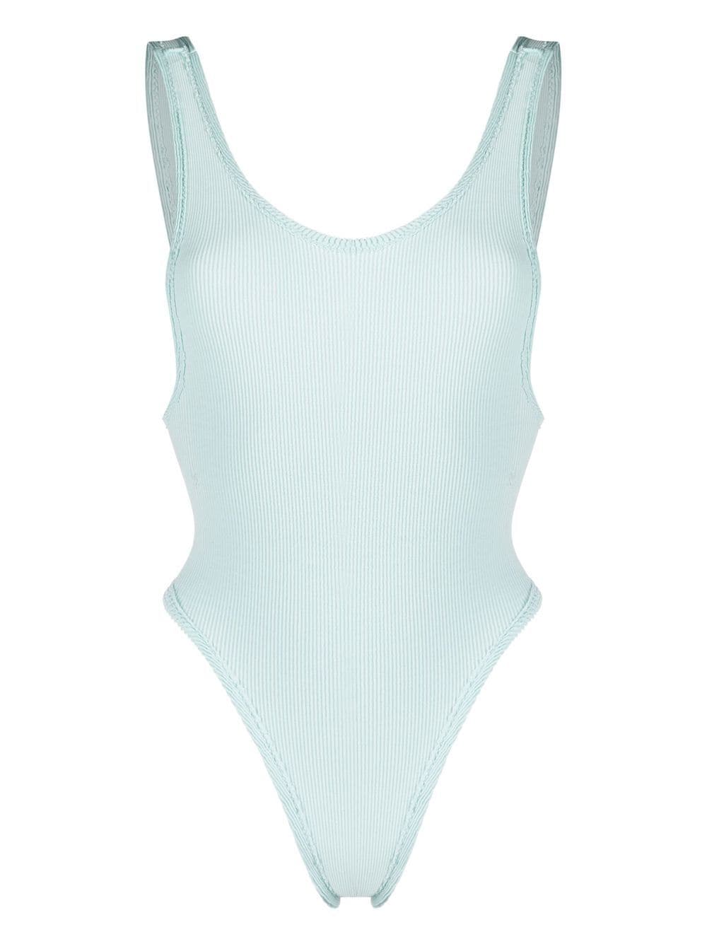 Reina Olga ribbed-detail open back swimsuit - Blue von Reina Olga