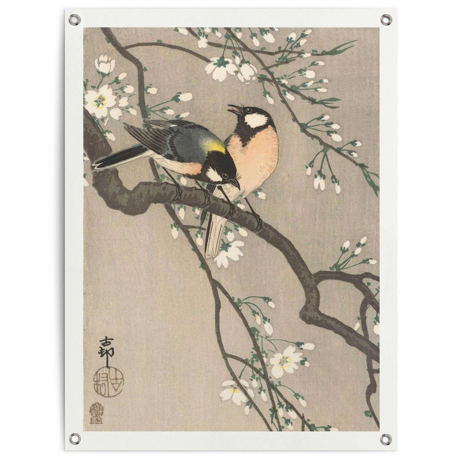 Reinders! Poster »Ohara Koson Kohlmeisen auf Blütenzweig«, Outdoor für Garten oder Balkon von Reinders!