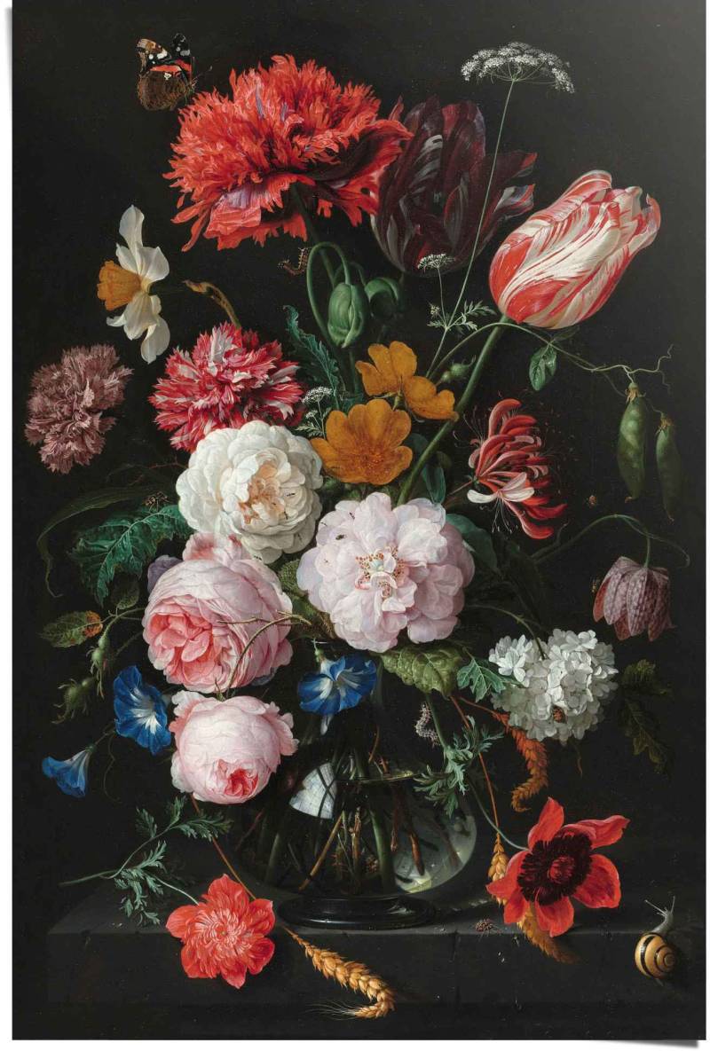 Reinders! Poster »Poster Stillleben mit Blumenvase Jan Davidsz de Heem«, Vasen, (1 St.) von Reinders!