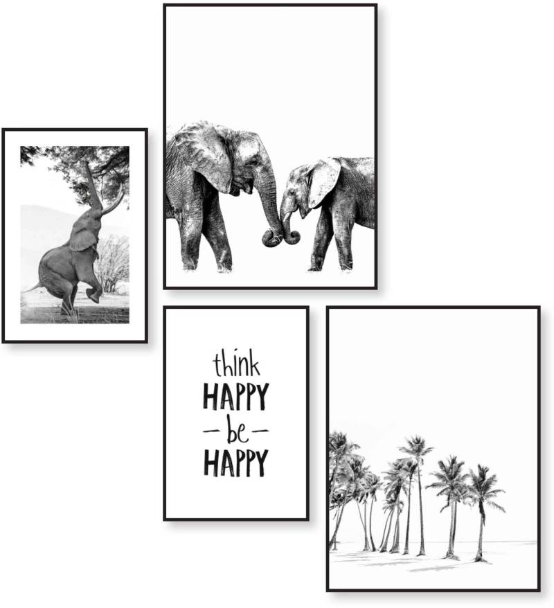 Reinders! Wandbild »Happy Froh - Strand - Elefant - Palme«, (4 St.) von Reinders!