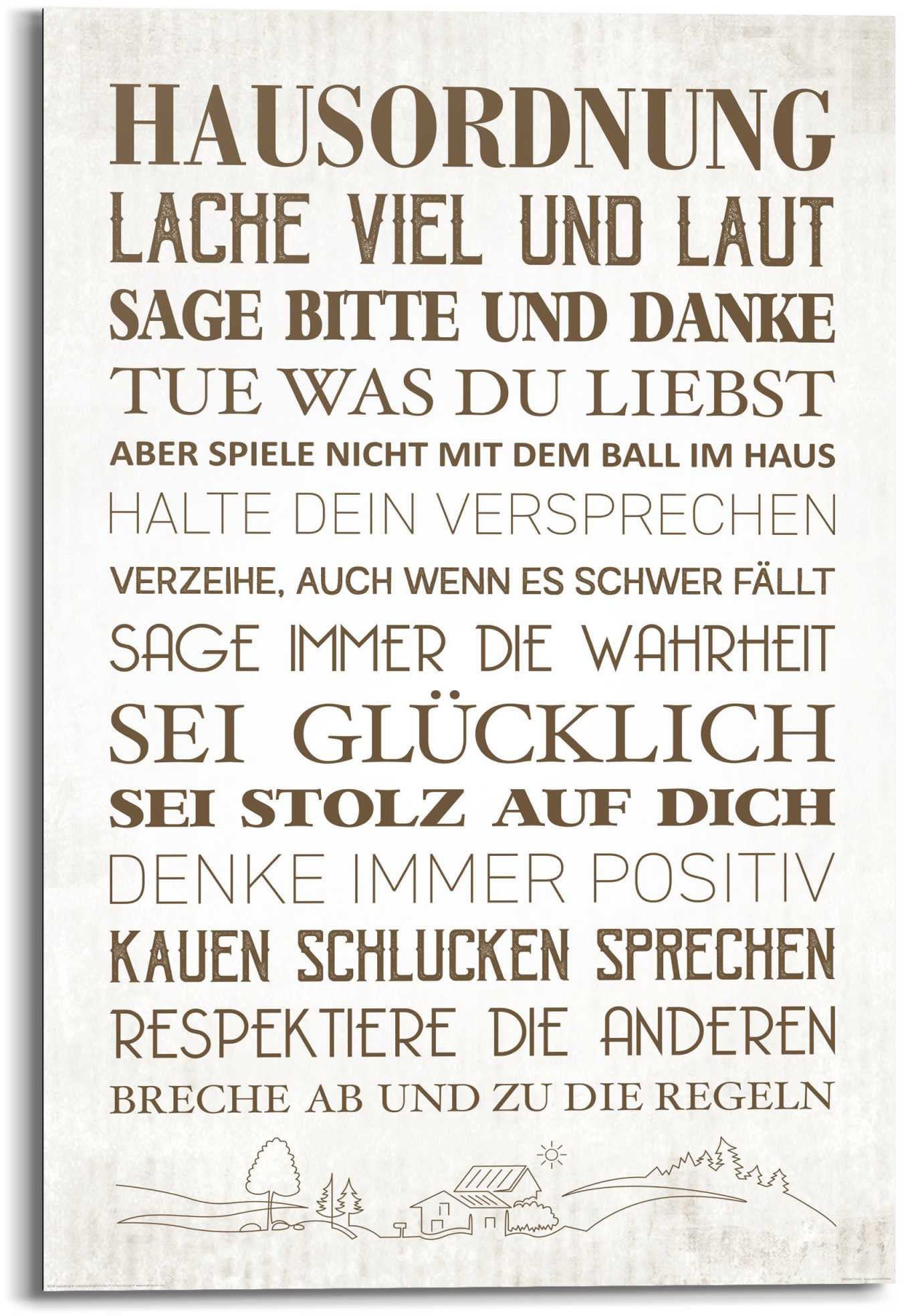 Reinders! Wandbild »Wandbild Hausordnung Familien - Zuhause - Glück - Positiv«, Schriftzug, (1 St.) von Reinders!