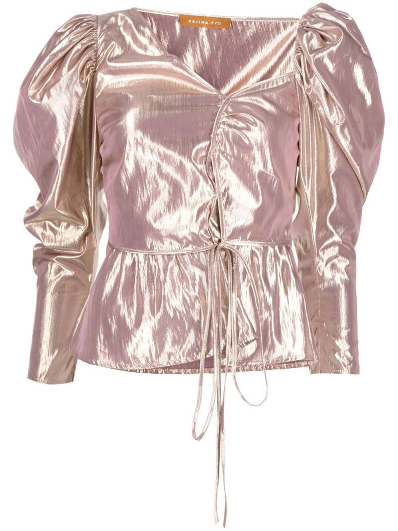 Rejina Pyo Fiona metallic puff-sleeve blouse - Silver von Rejina Pyo