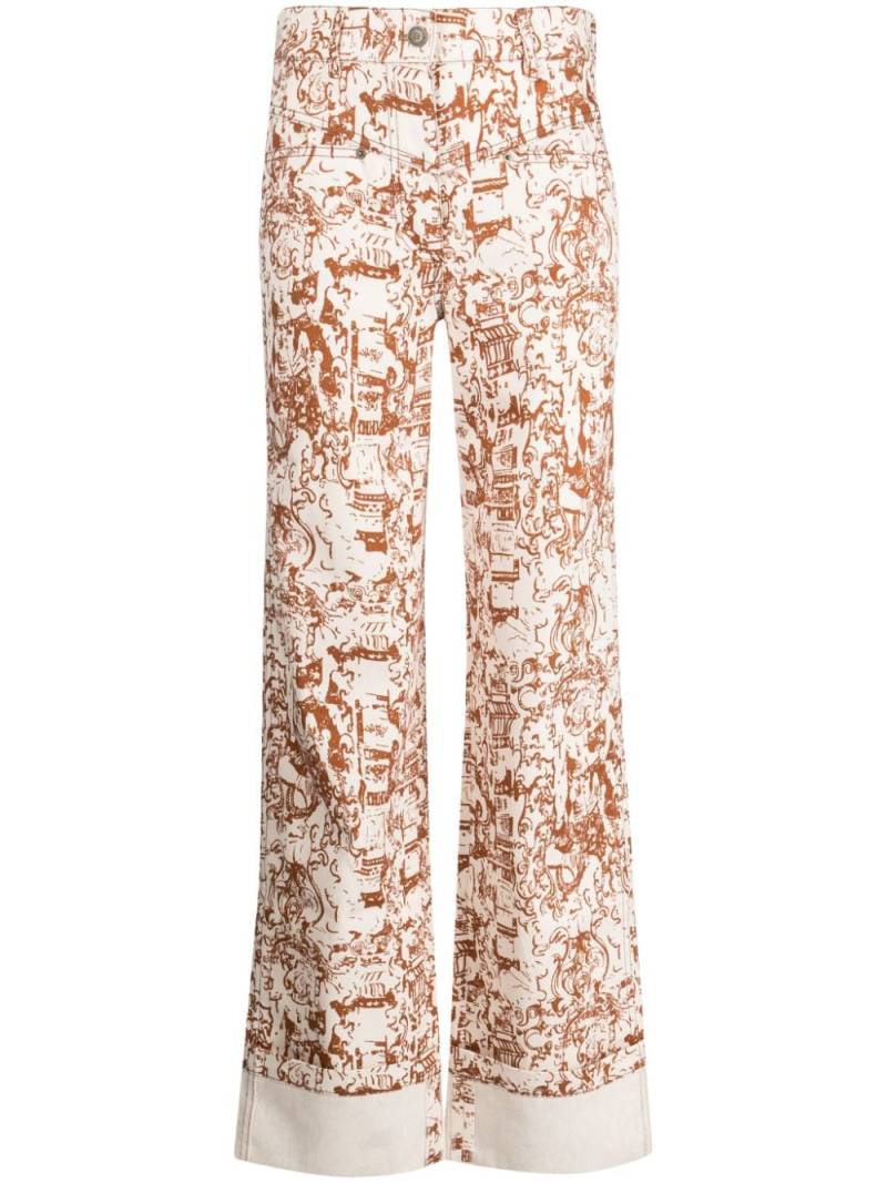 Rejina Pyo Nemy Renaissance-print high-rise wide-leg jeans - Brown von Rejina Pyo